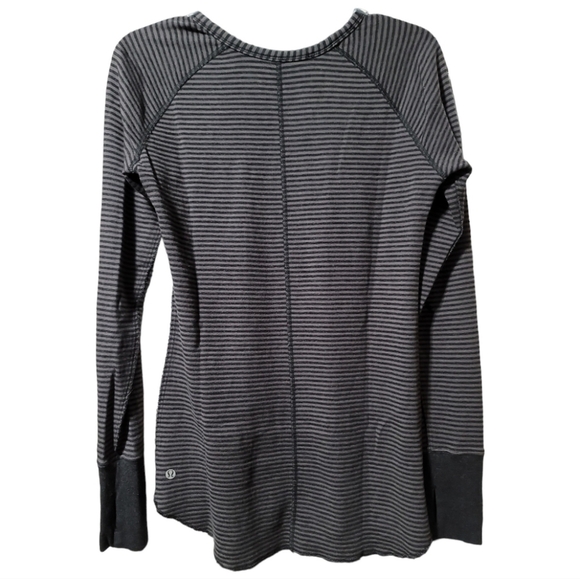 Lululemon Open Your Heart Long Sleeve Heathered Black Classic Stripe Reversible - Picture 3 of 10